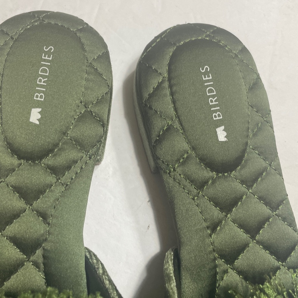 Birdies Green Velvet Songbird Pom Pom Slide Mules in size 5.5 - Picture 4 of 9